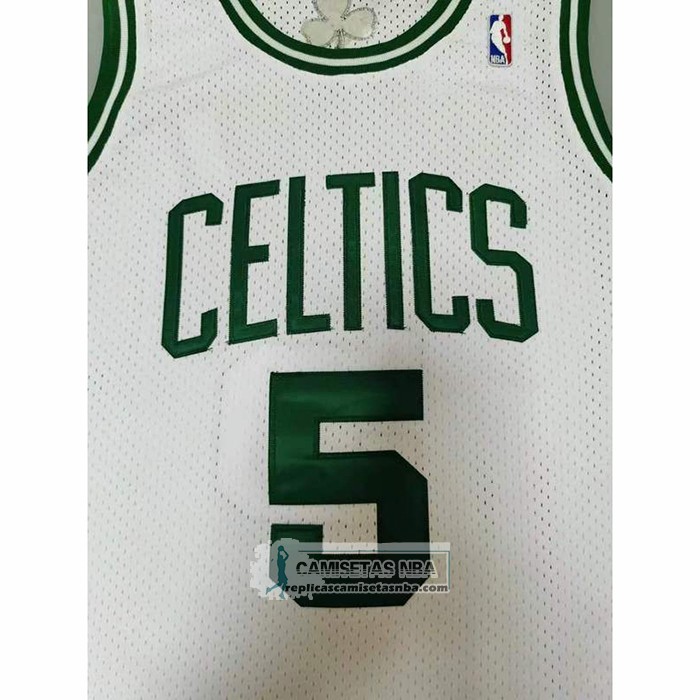Camiseta Boston Celtics Kevin Garnett NO 5 Mitchell & Ness 2007-08 Blanco